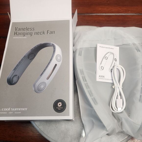 3 Speed Portable Hanging Neck Fan Neck Cooler USB Rechargeable Bladeless Black - Picture 2 of 8